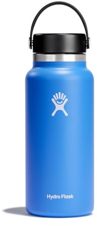 HYDRO FLASK - Wide Mouth - Trinkflasche 946ml (32oz) - Isolierte Wasserflasche aus Edelstahl - Sportflasche mit auslaufsicherem Flex Cap-Deckel & Gurt - Thermoflasche Spülmaschinenfest - Cascade