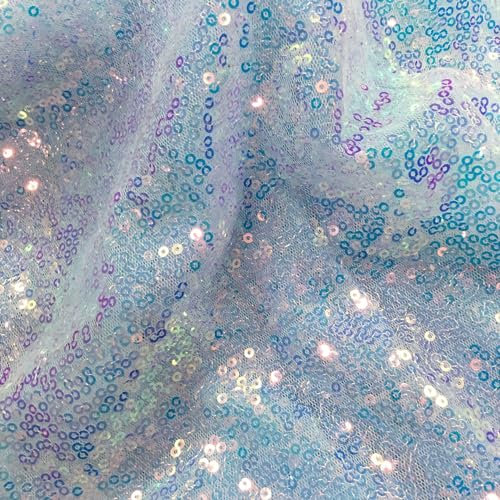 SYSUII 135cm * 2m Paillettenstoff Sparkly Glitzernder Stoff für Hochzeit, Kleid, Dekoration, DIY, Tisch, Tutu Rock, Party Deko - Bunt Blau