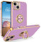 GUAGUA iPhone 14 Plus Case, iPhone 14 Plus Phone Case with 360° Ring Holder Kickstand, Edges Plating Design, Support Magnetic Car Mount Slim Non-Slip Women Men Phone Cover, Light Purple/Gold
