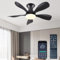 FUMLTP 33In Black Low Profile Ceiling Fans with Lights and Remote, Modern Flush Mount Ceiling Fan with 5 Reversible Blades for Outdoor Patio,Small Room,Bedroom