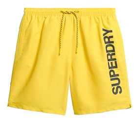 Superdry Herren 17-Zoll-Badeshorts aus recyceltem Material mit Sportgrafik Cyber Gelb L