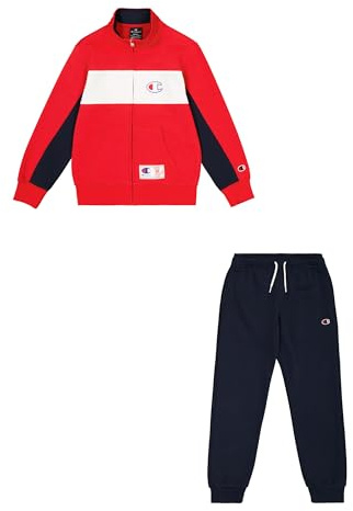 Champion Jungen Legacy Retro Sport B (306861) -Ultralight Soft Compact Powerblend Fleece High-Neck Sportanzug, Rot (RS011), 13-14 Years