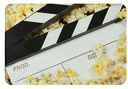 AMINNU Cinema Clapboard And Popcorn Non-Slip Hall Rugs. Easy To Clean. Machine Washable.Suitable For Front Door,Garage Door,Back Door,Bedroom And Kitchen.40x60cm