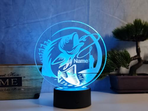 Optechvisual Angler Geschenkideen LED Lampe personalisierte Fisch Dekoration Tischlampe für Angler Liebhaber