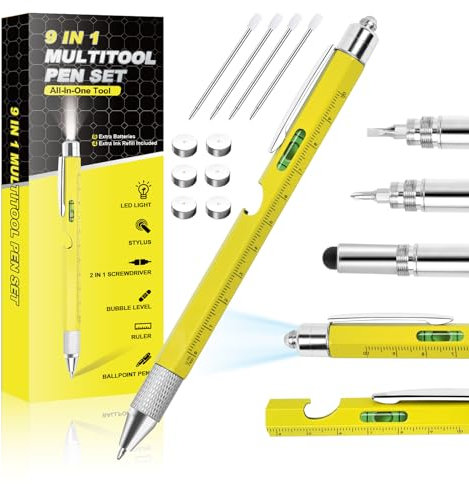 Unique Multitool Pen Gifts for Men, Stocking Stuffers for Men Dad Cool Gadgets for Husband Him Birthday Gifts for Men, Office Engineer Woodworkers Carpenter Construction Tool Gift