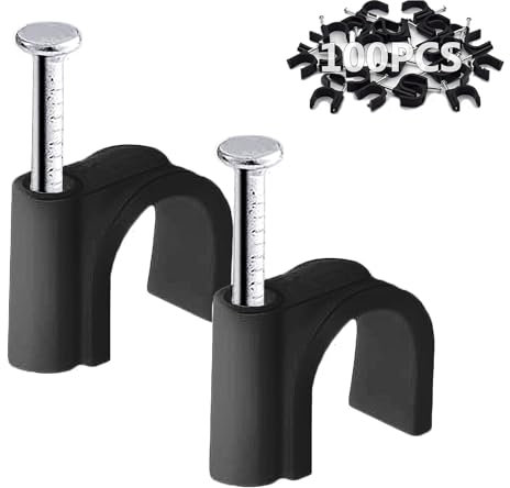 100PCS Round Cable Clips, 4MM Electrical Cable Wall Clip Cable Nail Clips Management, Wire Tidy Clips Pins Cable Tacks for Ethernet, Electrical Cables, Wires