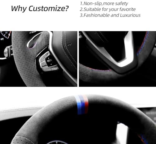 WQKRBMGU Handgenähte Alcantara-Lenkradabdeckung für BMW G20 G21 G30 G31 G32 X3 G01 X4 G02 X5 G05/ X7 G07 Z4 G29 G11 G12
