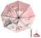 Anopo Kleiner Regenschirm für Regen und Sonne Taschenschirm Sturmfest für Damen mit 8 Rippen Blume Faltbarer Regenschirm UV Schutz mit Organizer Tasche Rosa Pfingstrose