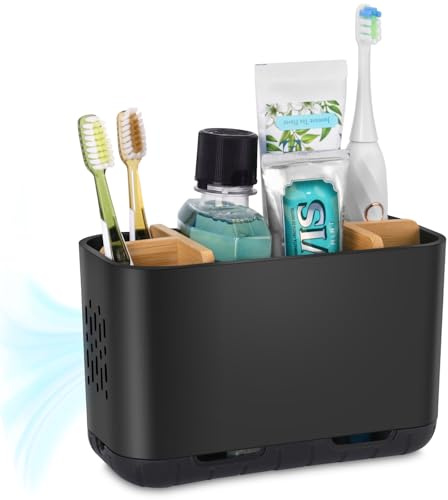PARKMANI Porte Brosses à Dents Electrique, Support Brosse a Dent, Détachable pour la Porte Brosse à Dents Electrique avec Drainage pour la Famille, Les Enfants (Black, Large)