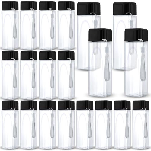 Nuogo 20 Pcs Water Bottles Bulk 17 oz Plastic Sports Water Bottles for Kids Adults Reusable Leak Proof Portable Large Drinking Cups for School Outdoor Gym Travel Fitness(Black)