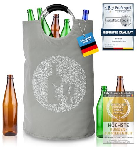 Dimono® Flaschensammler Pfandflaschen-Sammler; Recycling Pfandbehälter, Flaschenkorb & Spielzeugtaschen; Leergut-Korb, Spielzeugbeutel & Wäschekorb, Faltbarer Haushalts-Organizer UVM. (Glas & Einweg)