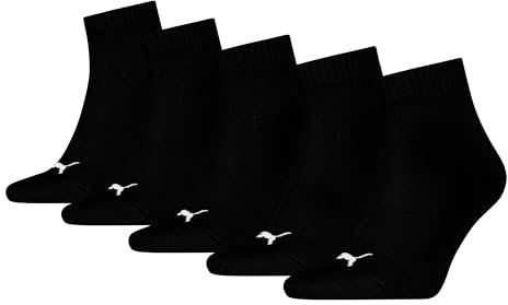 PUMA Unisex Plain Quarter, Black-New, 39/42 (5er Pack)