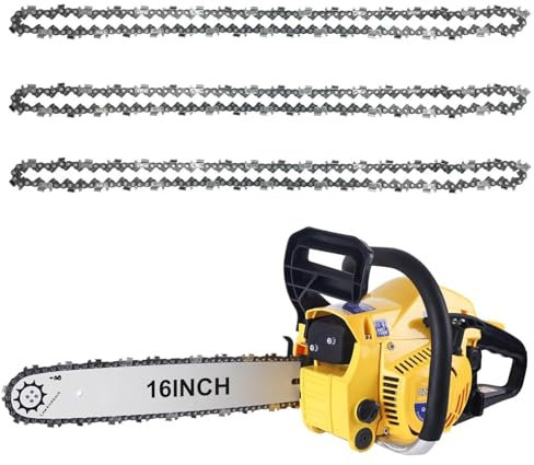 3-Pack 16-Inch Chainsaw Chains, 57 Drive Links, 3/8 LP, 0.050 Gauge, Compatible with Titan, Black & Decker, Einhell, Ryobi, Oregon, and More