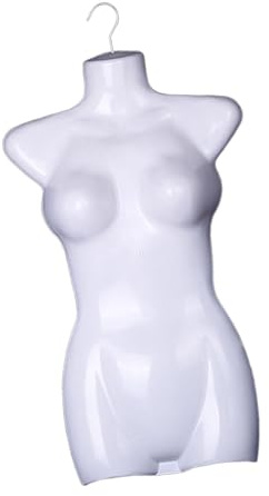 Perfeclan Hängende Schaufensterpuppe, weiblicher Körper, Torso, Kleiderpuppe, Requisite, Schaufensterpuppe mit Kleiderbügel, Haken für Kostüme, Schlafanzüge, Höhe 67.5cm