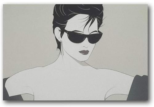 KSHAO ATHQW Patrick Nagel Leinwandbild Dame mit Sonnenbrille, Poster, 80er-Jahre-Stil, Pop-Drucke, Vintage-Wandkunst für Heimdekoration, Bilder, 30 x 20 cm, ohne Rahmen