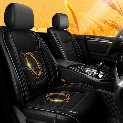 Sitzheizung Auto Auflage 12v 2er Set Sitzheizung Auflage Autositz 2er Set Autositzauflage Vordersitze 12V-24V Universell Sitzheizung Beheizbar Sitzauflag Auto,black-2seats