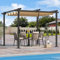Metall Pergola mit einziehbarem Dach 3x3m Outdoor Pergola inklusive wasserabweisendem und LSF 15 PU-beschichtetem Baldachin, Sonnenschutz für Grillveranstaltungen, Gartenpartys Khaki