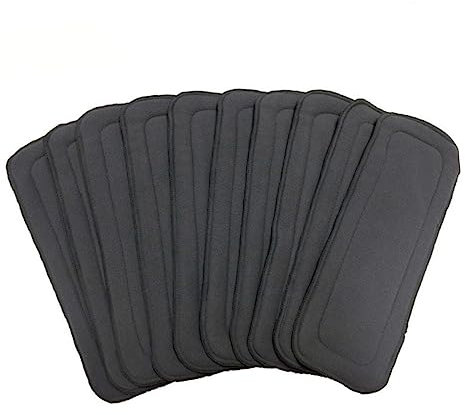Toyvian 10pcs Washable Reusable Diaper Nappies Eco Nappies Bamboo Charcoal Fiber Liners for Newborns and Toddlers Grey