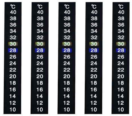 5 Stück Thermometer Aufkleber für Aquarium, Selbstklebendes Aquarium Thermometer, Geeignet Für Die Haltung Von Schildkröten, Reptilien Und Zierfischen (Schwarz)