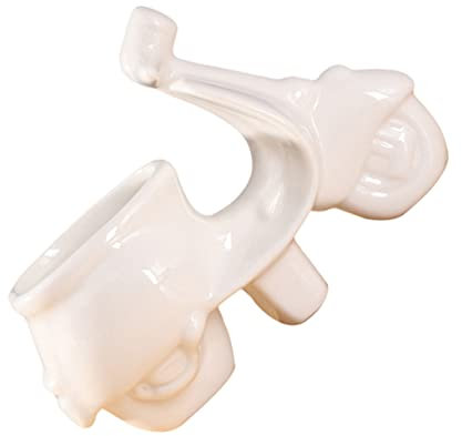 Yardwe Keramik Blumentopf Für Sukkulenten Mit Mini-Motorrad-dekor Weiß Bruchfest Großzügige Öffnung Für Einfache Pflanzung Geeignet Für Schreibtisch Bücherregal Wohnzimmer Und Garten