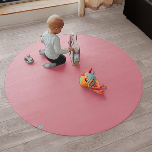 Sanosoft Runde Krabbelmatte Made in Germany - Öko-Tex 100 Rosa 120 cm