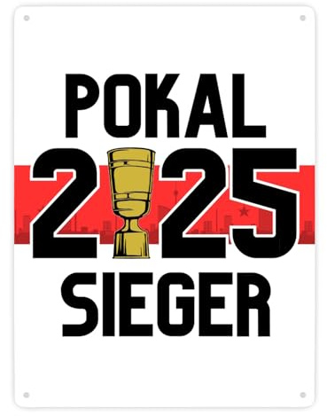 Stuttgart Pokalsieger 2025 Metallschild XXL in 28x38 cm Fußballfans, Blechschild-Sammler, Sport Deko