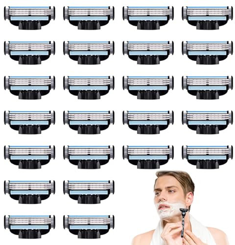 24 Stück Ma ch3 Rasierklingen, Ersatzklingen für Nassrasierer Herren, Mach-3 Klingen Nachfüllungen Rasierklinge, Rasierklingen Rasierhobel, Für Bart, Beinhaare, Körperhaaren