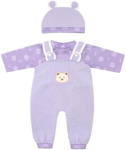 ZWOOS Puppenkleidung für Babypuppen 50-55 cm, Lila Kleiner Bär Outfit kompatibel mit New Born Baby Puppen