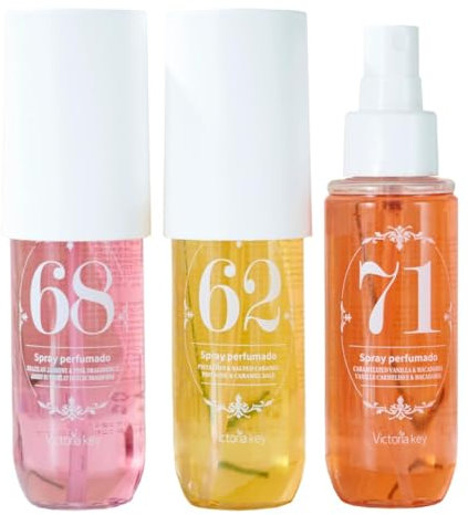Set di Spray Profumati, 3 Fragranze Gourmand, 68 Gelsomino Brasiliano, 62 Pistacchio e Caramello, 71 Vaniglia Caramellata,Profumo floreale romantico,Profumi da donna