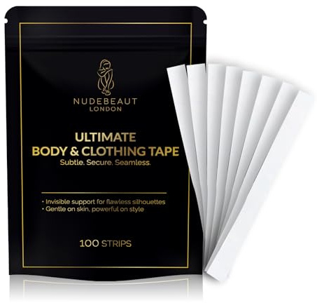 NUDEBEAUT Double Sided Body Tape and Fashion Tape, Fabric Tape, Double Sided Tape for Clothes, Body Tape Double Sided for All Fabric Types, Extra Adhesive Dress Tape Boob Tape