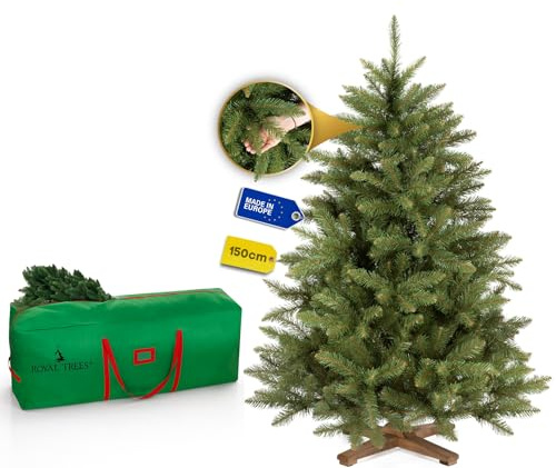 Royal Trees - Albero di Natale artificiale 150 cm, Abete scandinavo artificiale, denso, con 516 punte, piccolo albero di Natale realistico incluso supporto in legno stabile e sacchetto di