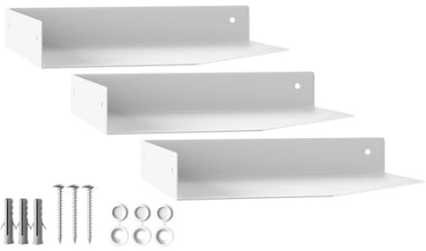 SOTECH 3er Set Eckregal Hover-IX 200 x 200 x 30 mm weiß Wandmontage | Bücherregal inkl. Befestigungsset modernes Wandboard für Bad Küche oder Wohnzimmer