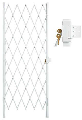 Single Xpanda Security Gate, 1900mm (75) High, Flexible Expanding Saftidor, Folding Trellis Barrier, Scissor Baricade or Home Security Door, White (840mm W x 1900mm H SAFAW)