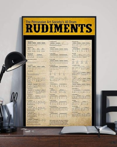 YAASIMOULE Poster Wandkunst Wohndekoration Die 40 Drum Rudiments der Percussive Art Society