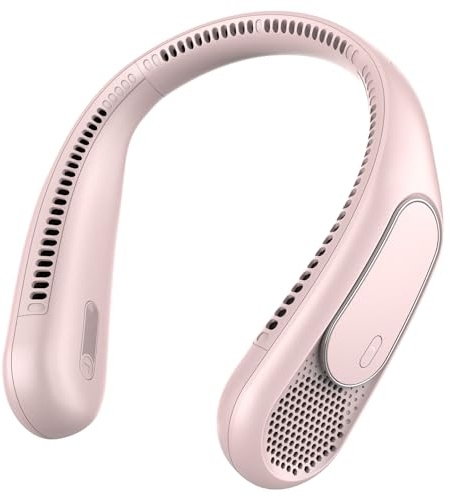Dnenellr Portable Neck Fan, 6000mAh Rechargeable Bladeless Personal Fan, 4 Speeds Portable USB Cooling Fans, Gifts for Men, Women, Indoor & Outdoor Use, Perfect for Travel, Sports and Work (Pink)