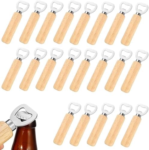 Apribottiglie in legno, apribottiglie con manico in legno, regalo per uomini e amanti della birra, 50 pezzi