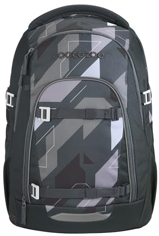 Coocazoo MATE Schulrucksack „Dark Race”, grau, ergonomischer & anpassbarer Tornister, höhen- & größenverstellbar, mit Brustgurt & Hüftgurt, ab der 3. Klasse