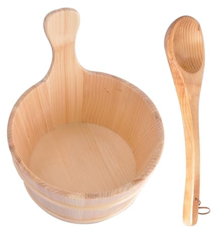 lugreat Holzeimer für Sauna, Sauna Accessoires Kit | Holzschaufel und Köpfen Kit | 4L -Holzschaufel mit Badezubehör für, Dampfzimmer, Badezimmer, Zuhause