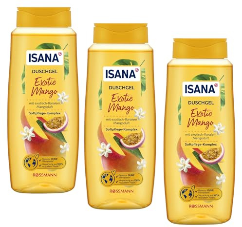 3 er Pack ISANA Duschgel Exotic Mango | 3 x 500 ml | mit exotisch-floralem Mangoduft