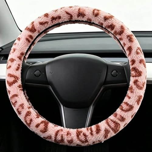 Auto Lenkradbezug, 38cm Auto Zubehör Rosa, Weicher Lenkradbezug Für Täglichen Fahrkomfort, Universal Passend Für Die Meisten Fahrzeuge, Leopardenmuster Design