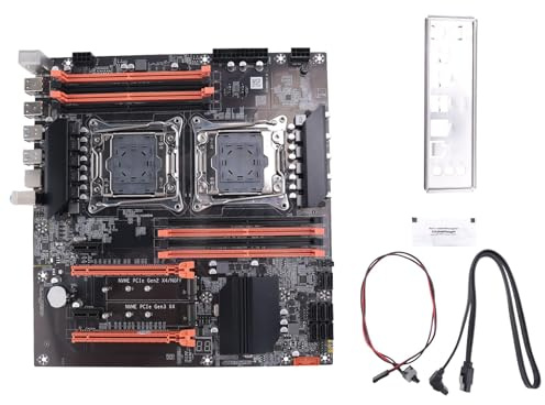 Agmoctz Placa Base de CPU Dual X99 + Cable + Cable de Interruptor + Deflector + Grasa TéRmica LGA 2011 DDR4 Compatible con Placa Base de CPU 2011-V3
