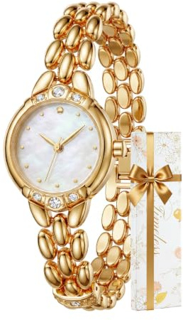 CIVO Vintage Armbanduhr Damen Klein: Zierliche Perlmutt Diamant Quartz Uhr - Edelstahl Wasserdicht Analog Schmuckuhr - Elegant Geschenk für Geburtstag Weihnachten Valentinstag