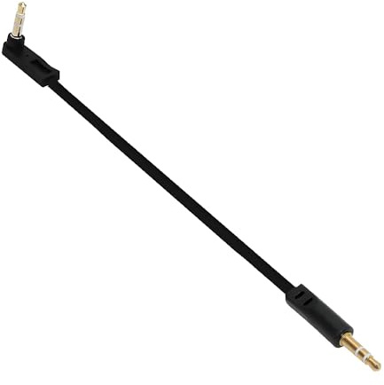 cablecc Cavo audio stereo AUX da 3,5 mm a 3 poli, ultra sottile, piatto, prolunga per altoparlante, da maschio a maschio, angolo retto di 90 gradi, 15 cm