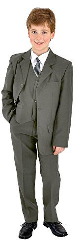 familientrends 5 teiliger Jungenanzug Kinderanzug Kommunionsanzug Anzug festlich Uni dunkelgrau, Grösse Bekleidung:104/110;Farbe:Grau