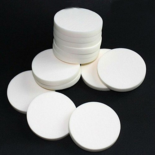 AKOAK Lot de 20 éponges rondes pour maquillage du visage et du visage Couleur : blanc.