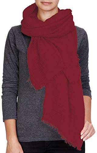 PiriModa Damen Uni Herren XXL Schal 200x100cm Halstuch Tuch Stola Schultertuch Baumwolle (Bordeaux)