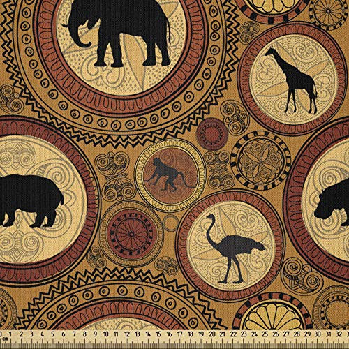 ABAKUHAUS Sambia Stoff als Meterware, Tiere, Microfaser Stoff für Dekoratives Basteln, 1M (230x100cm), Zimt Ingwer Schwarz