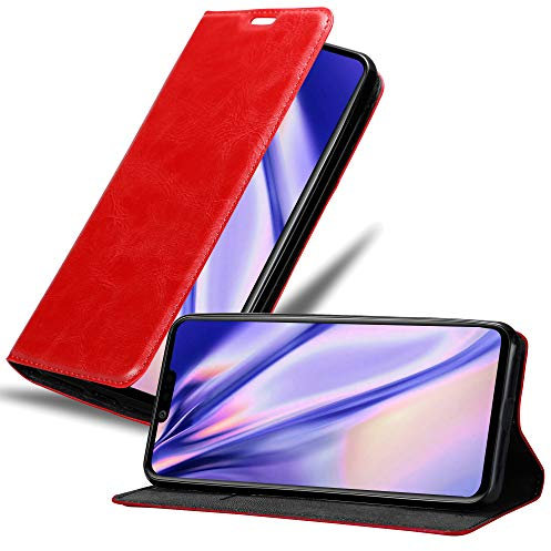Cadorabo Hülle kompatibel mit LG G8S aus Premium Kunst Leder Flip Klappbare Stoßfeste Magnetische [Standfunktion] [Kartenfächern] Cover Hülle für LG G8S Tasche in Rot