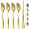 HOMQUEN Ensemble de 5 Cuillères à Pamplemousse Or, 4 Cuillères à Pamplemousse en Acier Inoxydable et 1 Couteau à Pamplemousse, Ensemble D'ustensiles de Pamplemousse, Cuillère à Bords Dentelés