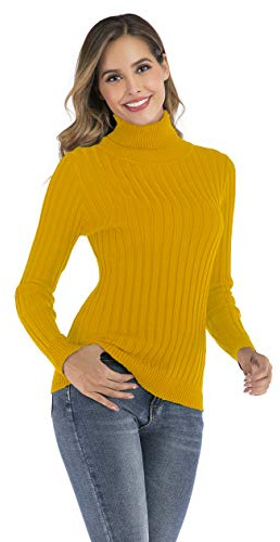 Enjoyoself Suéter Cuello Alto para Mujer Pull-Over Tops Primavera Otoño Suéter de Punto Suéter de Invierno cálido y Elegante Suéter Elegante Calcetín Moderno Cuello Alto Alto Mujer Básico